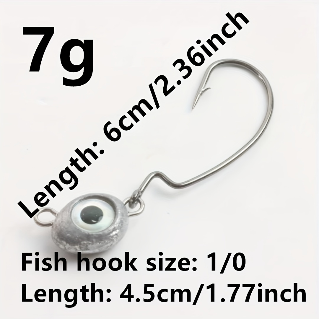 5pcs Jig Head Hook 5g 7g 10g Fishing Weighted Worm Hooks for Bass