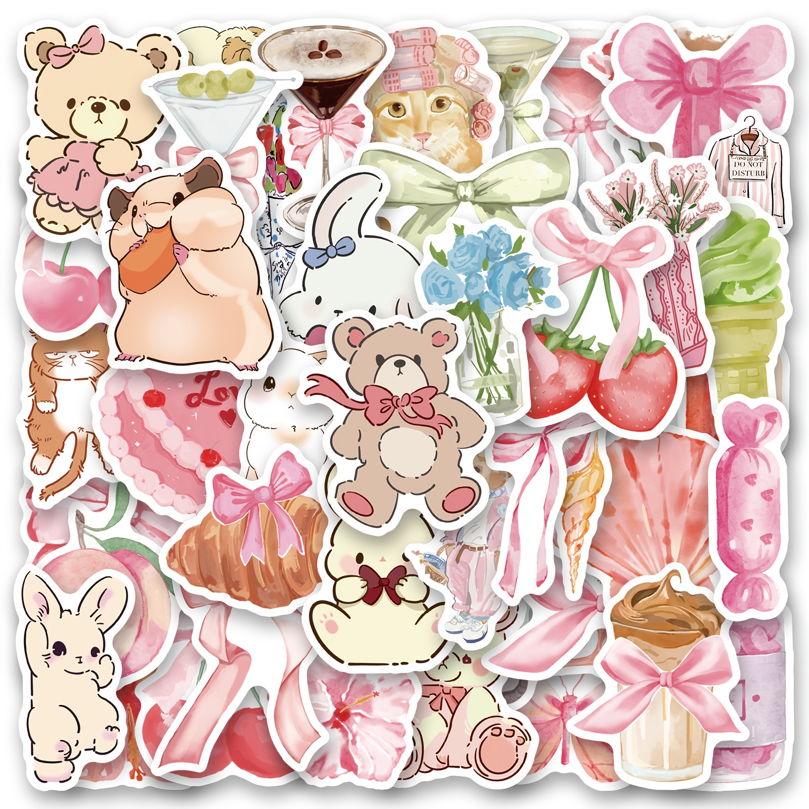50 Coquette Bows Aufkleber – Rosa Vinyl, Vintage Ästhetik, Für Wasserflaschen, Laptops, Journale, Scrapbooking