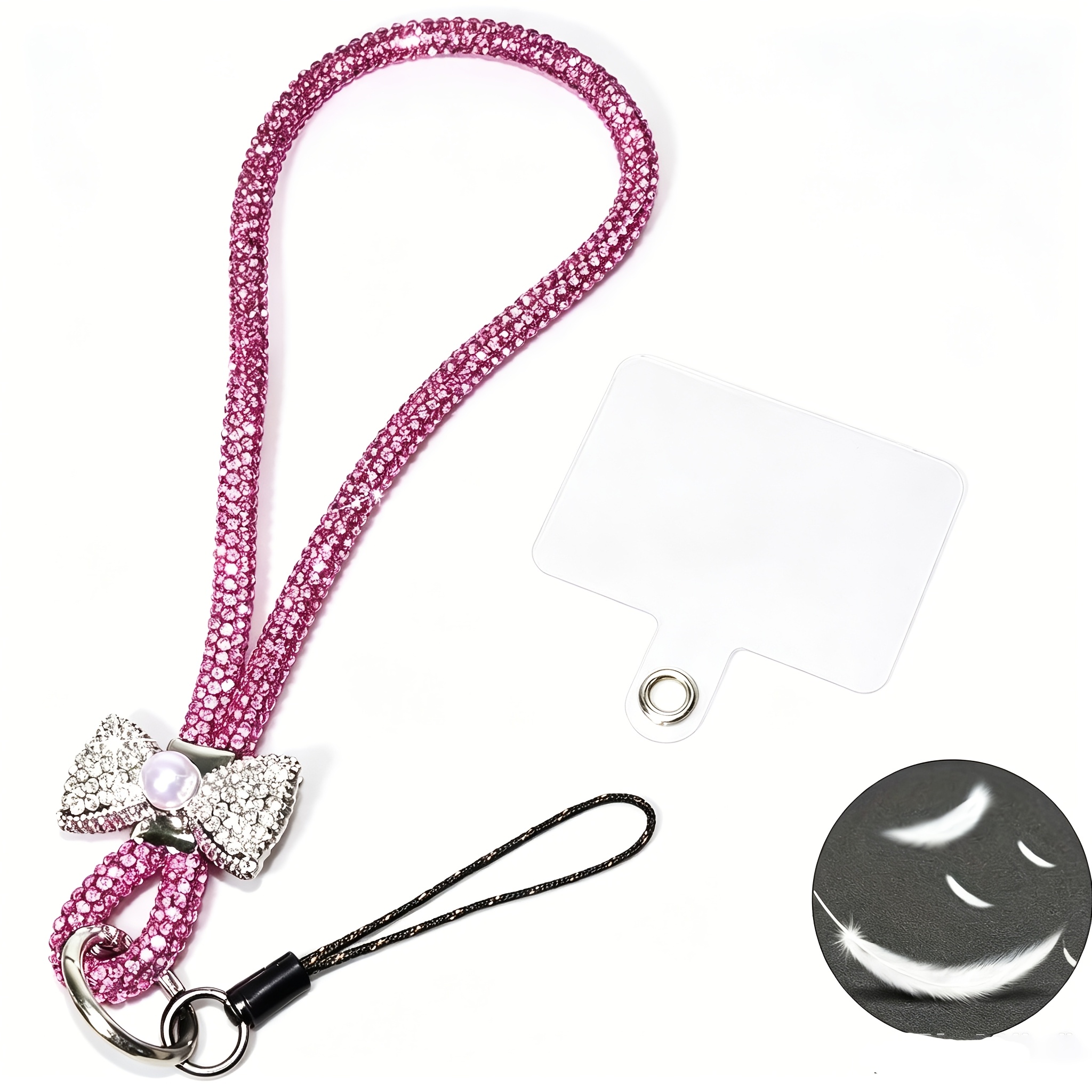 TEMU High-end Luxury Rhinestone Lanyard, Creative Design, Stylish And Colorful Sparkling Lanyard, Portable, Sturdy, Durable, And Anti-loss Universal