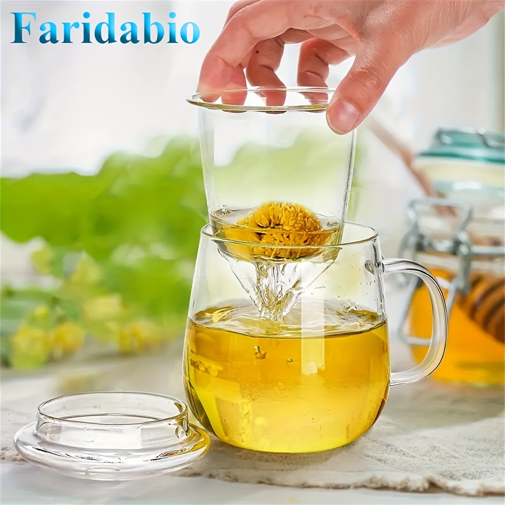 

Faridabio Elegant Glass Tea Mug Set With Lid - , Mold-proof Coffee & Juice Cup - Dishwasher Safe, Easy To Clean - Office & Home, Coffee Mug