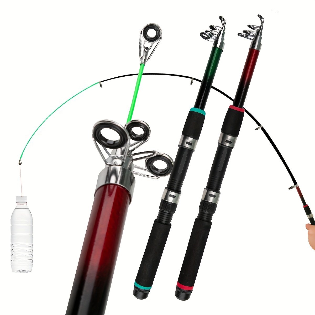 

Portable Telescopic Fishing Rod, Lightweight, Red/green, Durable Carbon Fiber, Easy-grip, Flexibility For Travel, Retractable Lure Fishing Pole