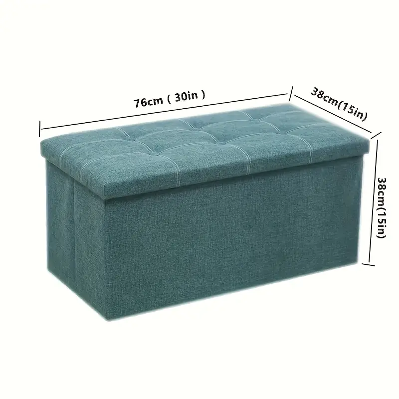 1pc 30 inch imitation linen shoe stool folding large capacity storage box shoe rack footrest with pads 30 bedside bench shoe stool details 6