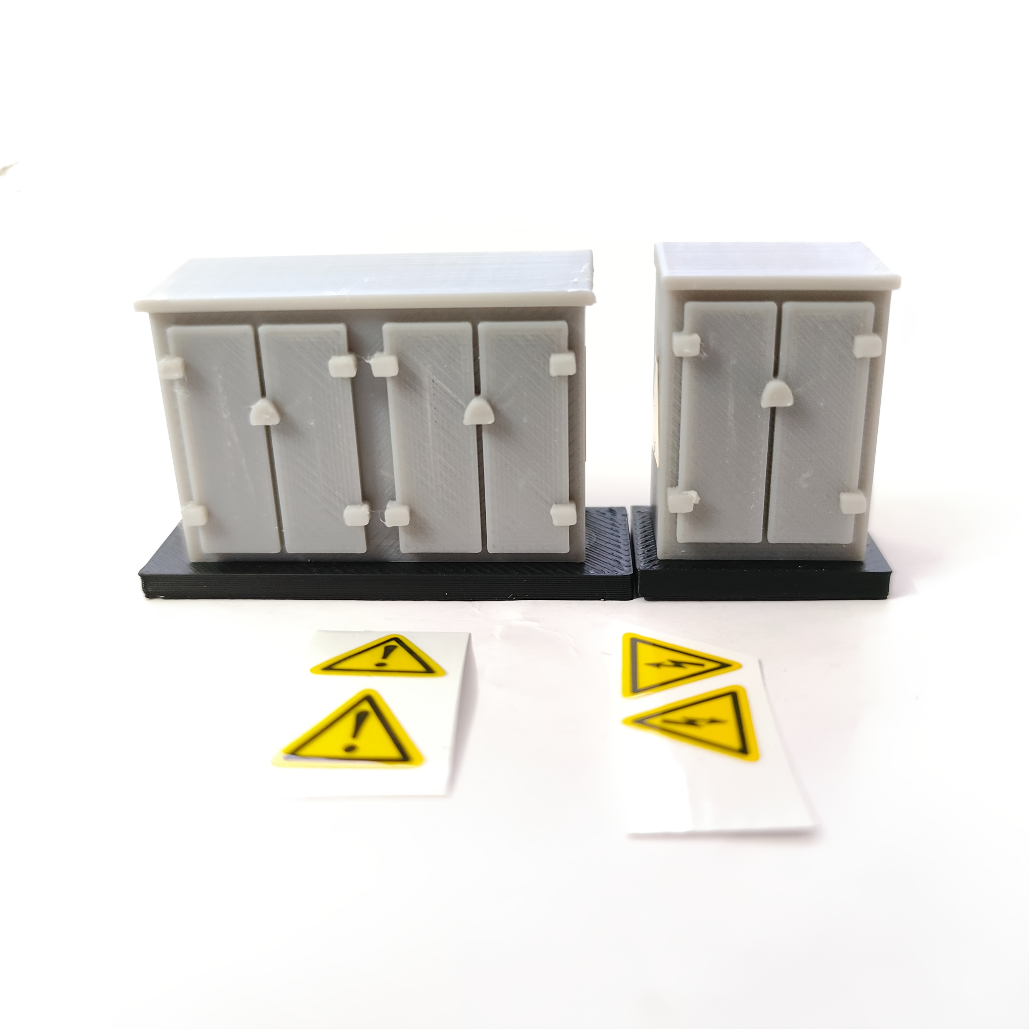 TEMU 3d Printed Micro Electrical Cabinet Model Kit (2-door Cabinet Model + 4-door Cabinet + 4 High Voltage Warning Sticker Sheets, Unpainted White