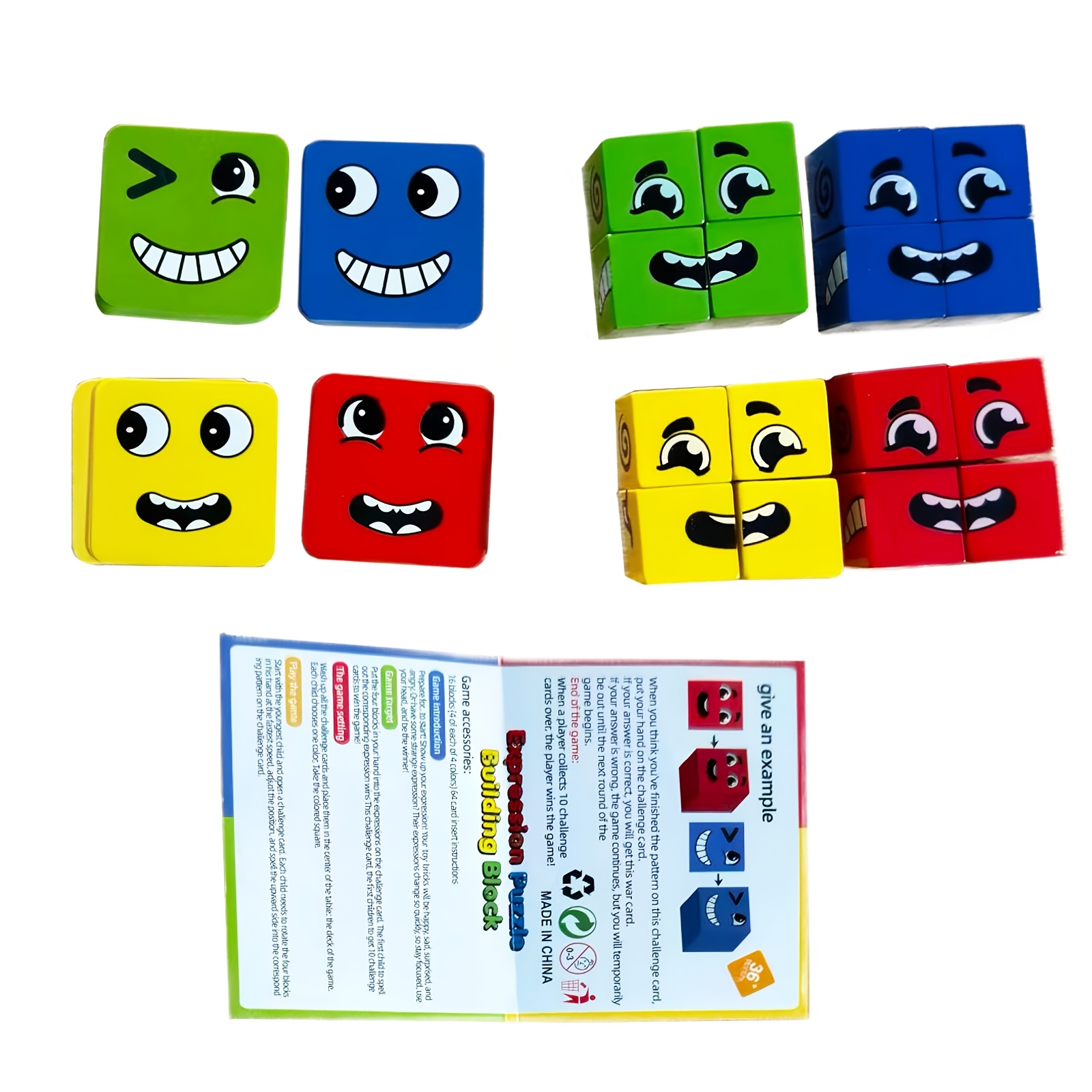 Wooden Face-changing Blocks Set, Puzzle Toy, Educational Interactive Game For , , Ideal For Birthday, Halloween, Christmas Gifts