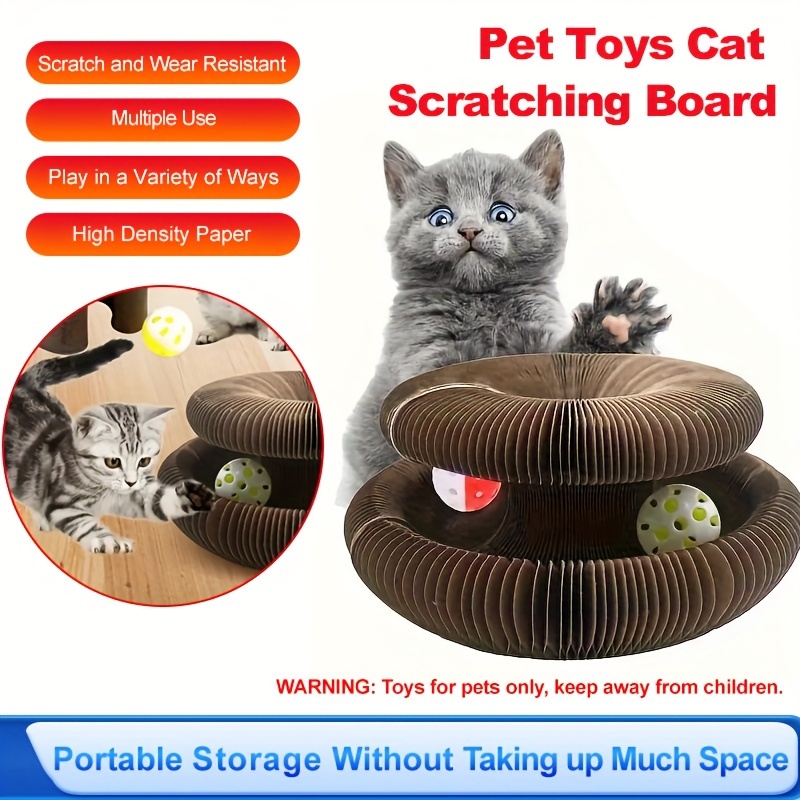 

1pc Durable Cat Scratching Board For Healthy Play, Magic Organ Cat Accordion Toy With Ball, Interactive Physical Exercise Educational Toys