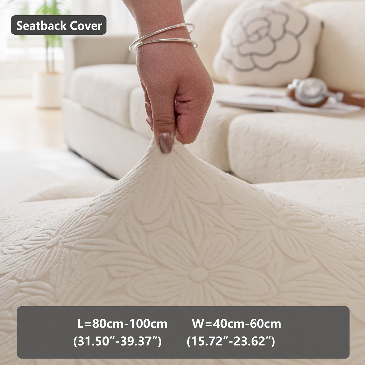 TEMU 1pc Peach Sofa Cover Solid Color Simple Elastic Style Cushion Protector For , Machine Washable And Hand Washable, Anti-scratch And Non-slip 360°