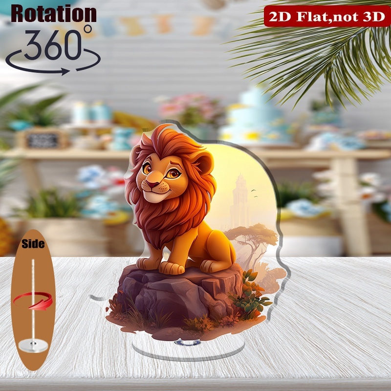 TEMU Ornement plat rotatif 2D avec dorée réaliste - Base rotative adaptée à la décoration de bureau et de bureau, statue en acrylique pour