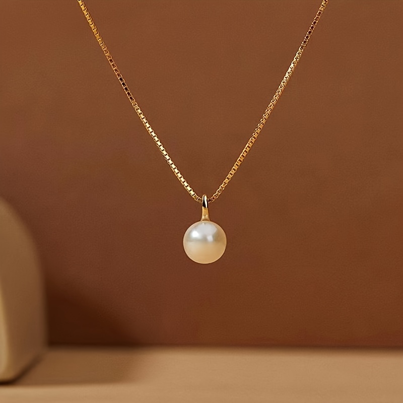 

Freshwater Pearl Pendant Necklace, Elegance Plated Chain For Daily Wear And Special Occasions, Perfect Holiday Gifts For Women, Chic And Sexy Style Jewelry With Gift Box