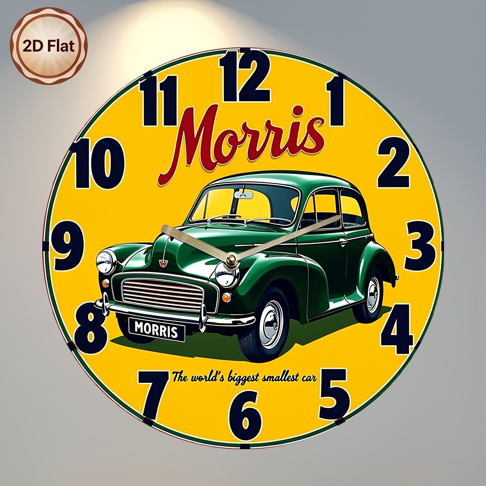 TEMU 2d Flat 1pc Wall Clock Vintage Classic Car Printed Clock Ideal For Decorating Room Man Cave Workshop Home Office Retro-themed Spaces