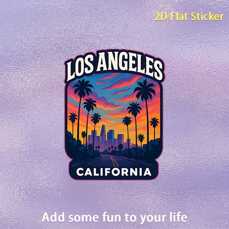 TEMU Los Angeles California United States Travel Sticker Uv Printed Premium Vinyl Decals | Durable Weatherproof Design For Auto Bumpers, Windows,