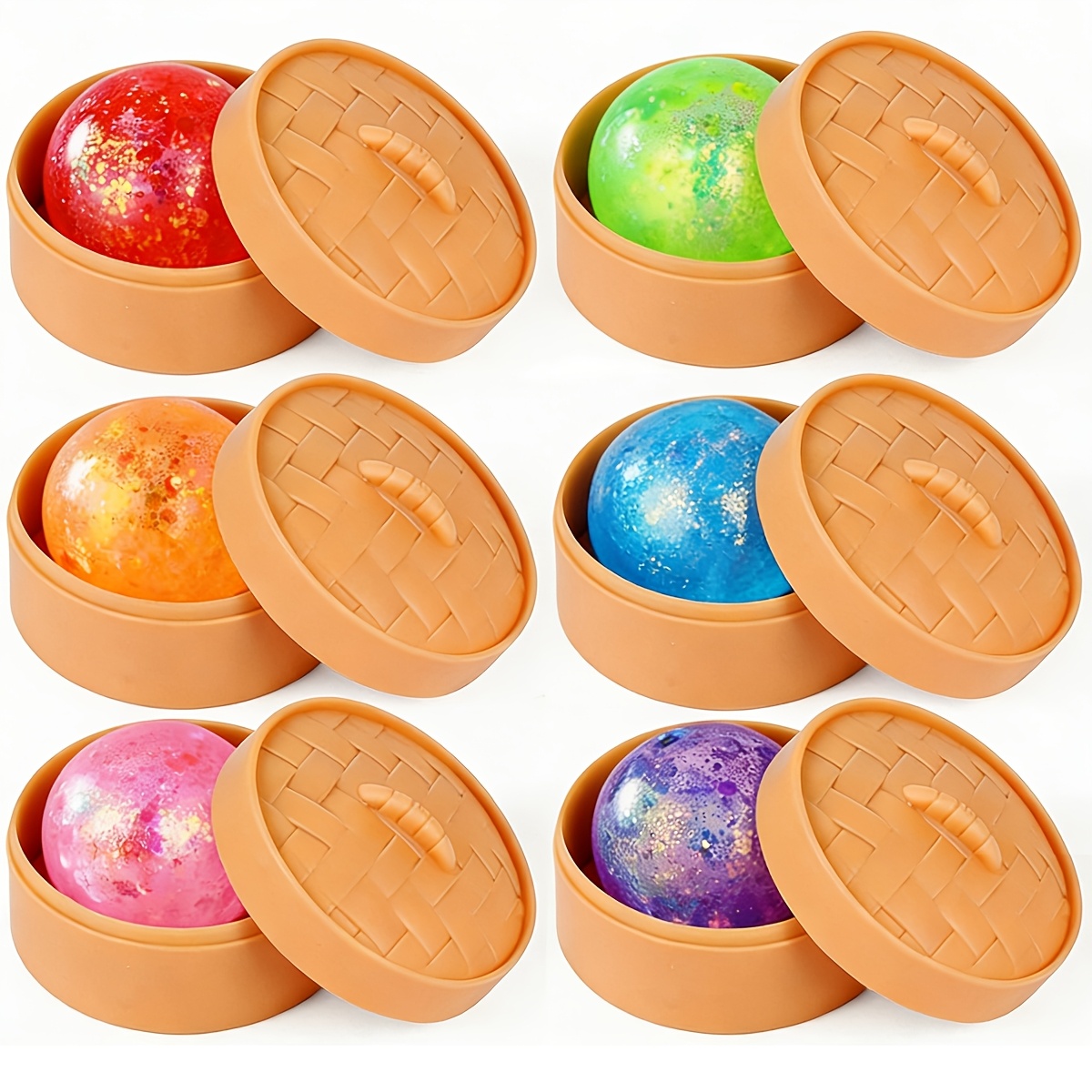 photo de l'article lot de 8/16 balles sensorielles scintillantes   de couleurs aléatoires avec diffuseur, accessoires de bureau pour exercices silencieux, cadeaux de noël, jouets extensibles et à lente   pour fêtes et cadeaux   dannée
