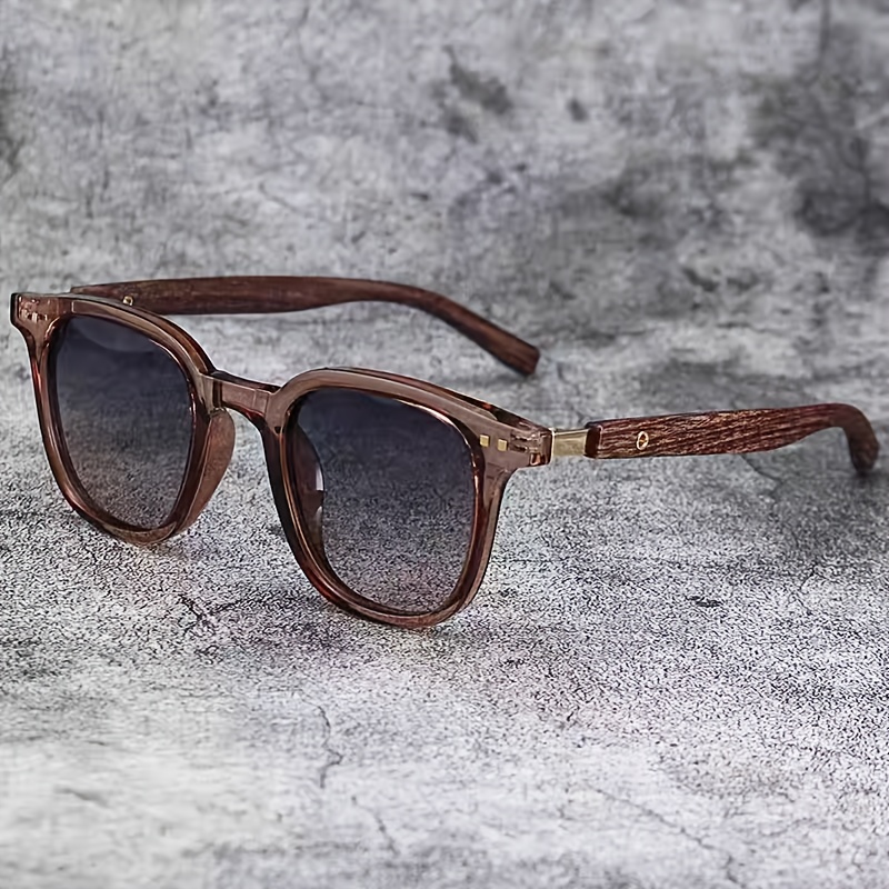 retro large frame square glasses wood grain - Temu Nigeria