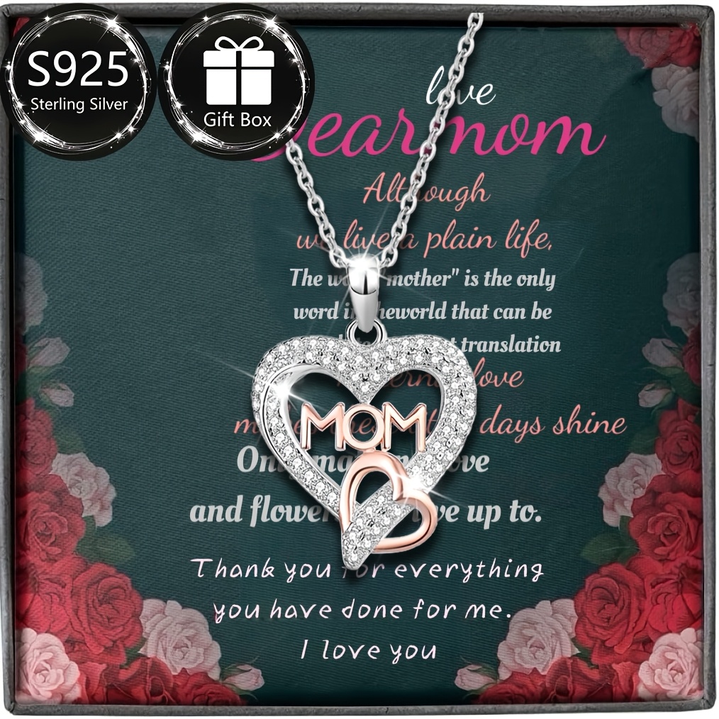 

1pc S925 Sterling Silvery Mom Love Necklace Female Light Luxury High-end Clavicle Chain, Day Gift, For , Vacation Travel And Banquets, A Gift For Family, Friends And Lovers