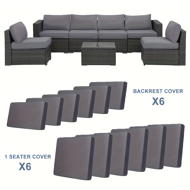 TEMU 12/14pcs Elastic Outdoor Sofa Covers Semi-enclosed Sofa Covers Outdoor Courtyard Sofa Cushion Covers And Backrest Covers