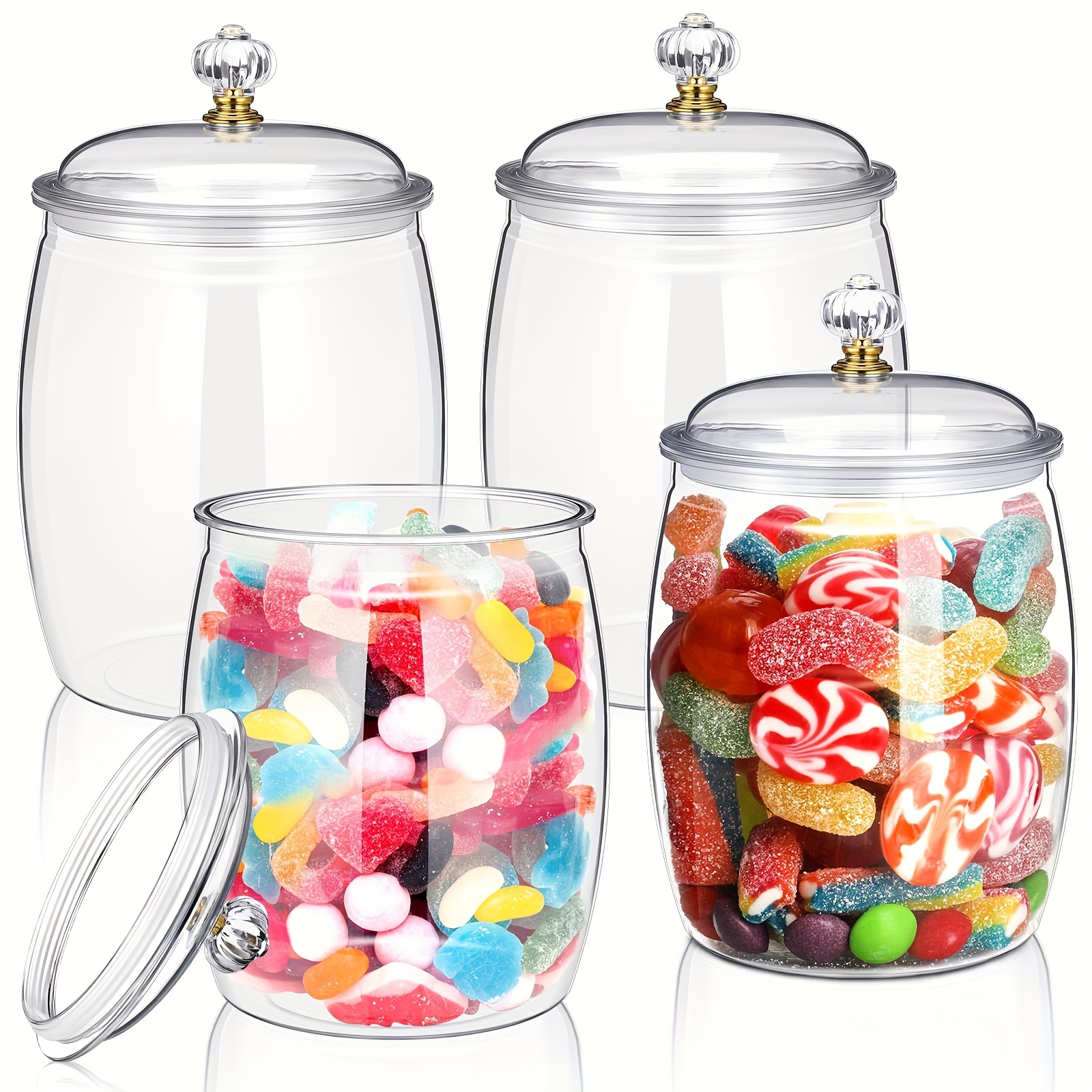 

4/6pcs Candy Jar Plastic Jar With Lid Decorative Medicine Jar Candy Self- Transparent Sealed Food Storage Jar Home Decoration