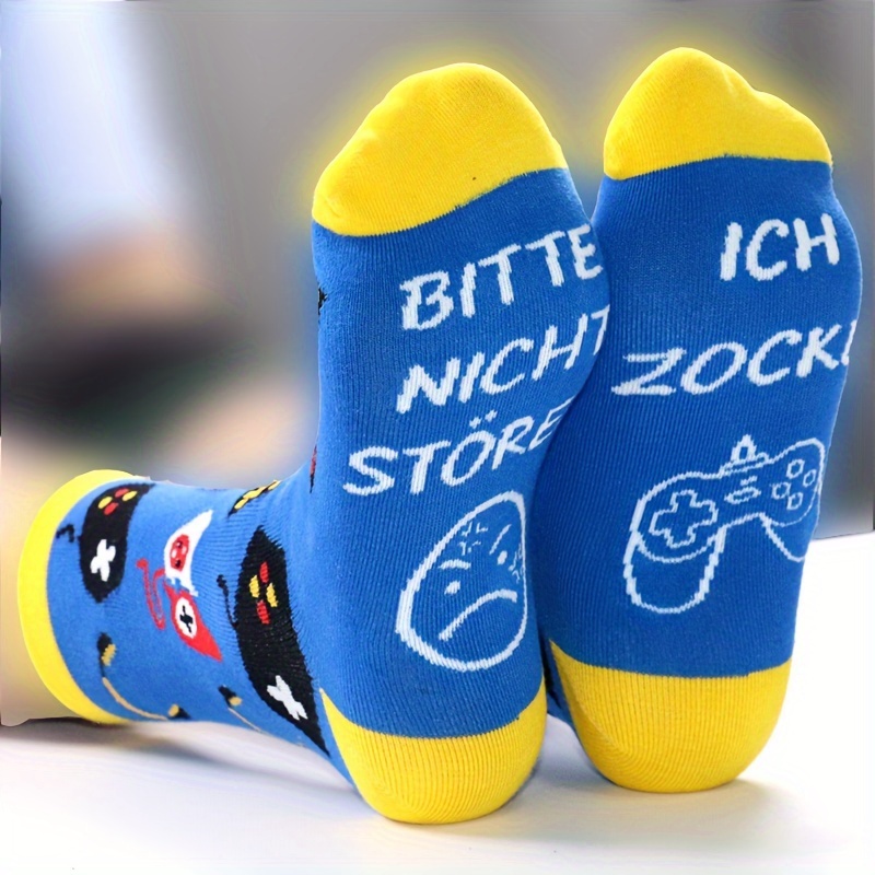 Image of New Pair Of Mid-calf Jacquard Socks, Inspirational Game Socks, Comfortable Breathable Odorless Sports Casual Unisex