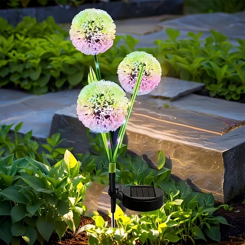 TEMU Paquete de 3 guirnaldas de luces LED solares de simulación de , luces decorativas para patio y jardín, luces de estaca para césped y paisaje
