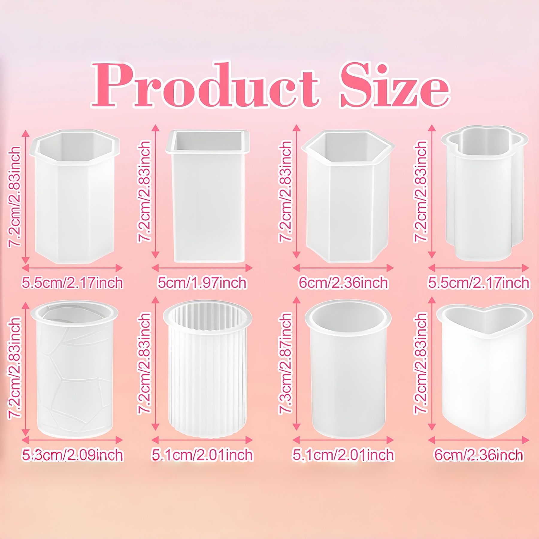 E-shop 8-teiliges Kerzen Silikonform Set, Kerzenherstellungs-Set, 7,2 x 5,5 cm Bastelkerzenformen Silikon, Kerzen Silikonformen für Duftkerzen