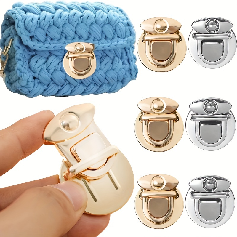 

3pcs Turn Lock Clasp Hardware For Handbags, Metal Duck Tongue Lock For Diy Knitted Wallet & Purse Accessories, Durable Bag Buckles In Silvery & Finish