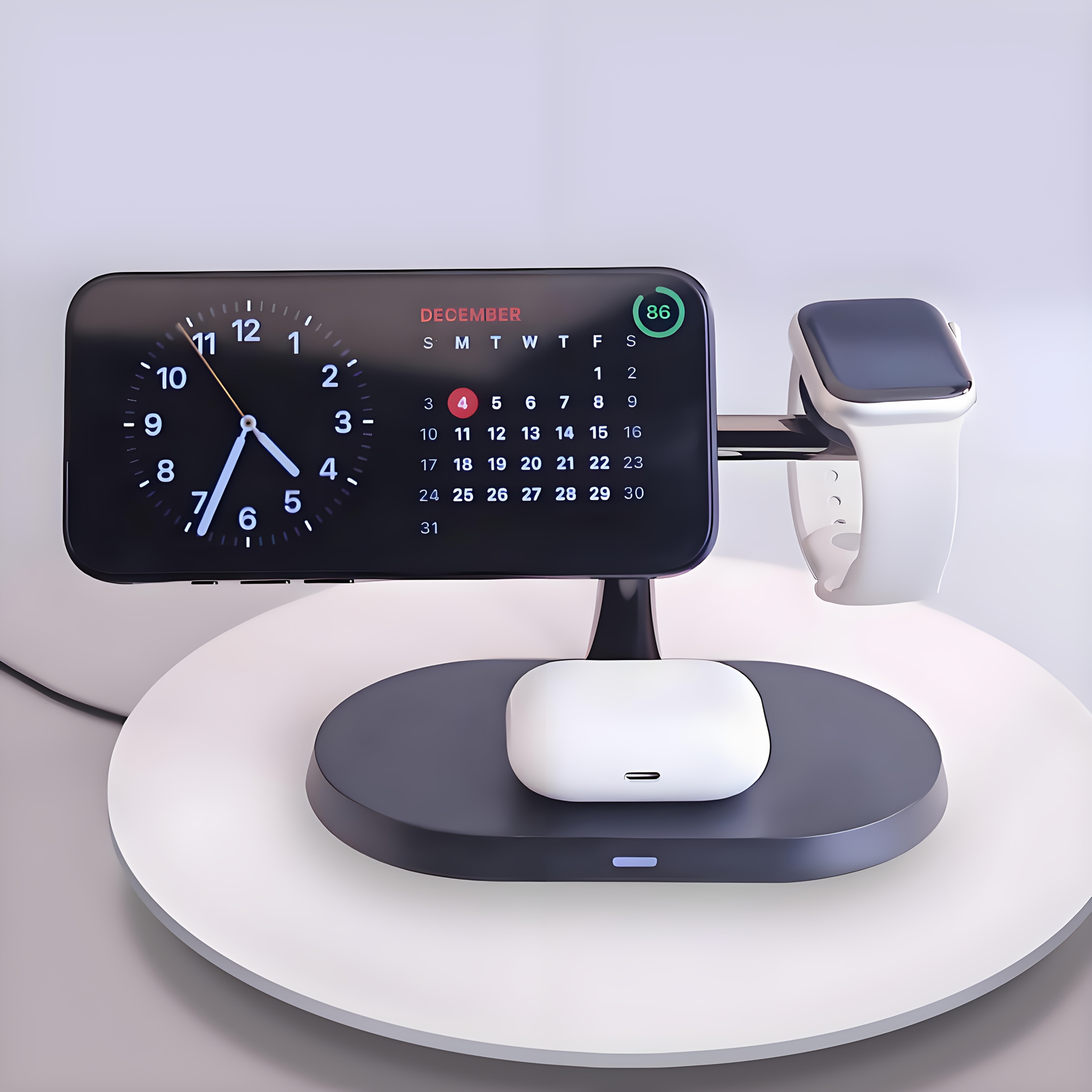 3-in-1 Magnetic Wireless Charger Stand for Multiple Devices - iPhone 16/15/14/13/12 Pro Max Plus Mini, AirPods 4/3/2 Pro, Travel Charging Dock with USB-C Connector, 36V Safe Charging Station, Travel Charging Station | Modern Charging Station | Compact Charging Station