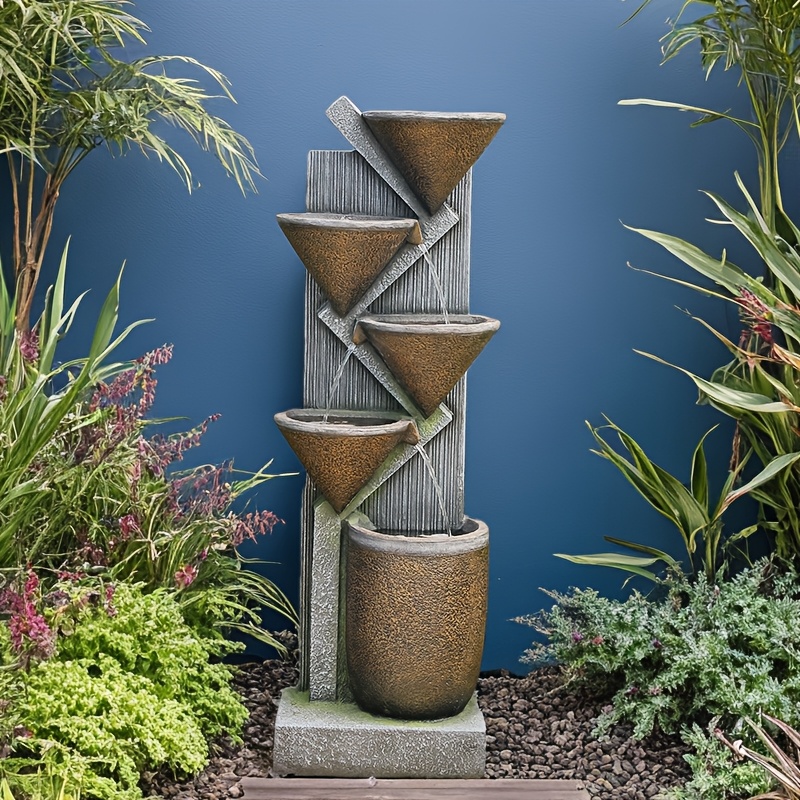 1pc Large 49.6-Inch Tiered Bowl And Light Outdoor Water Feature Fountain, Creates A Tranquil Oasis for Outdoor Living Spaces, Suitable for And Landscapes, Patios, Balconies, Lawns.