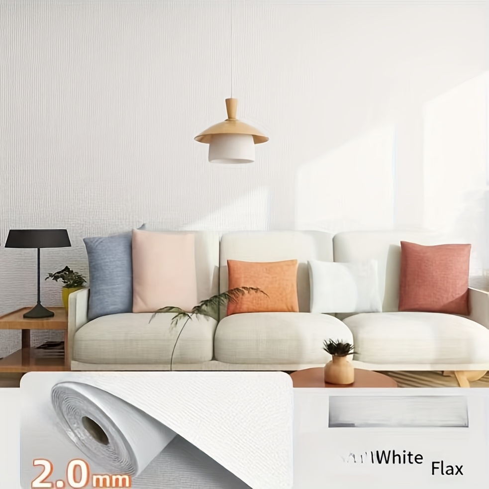 TEMU 1 Roll, Thick Large Roll, 15.7 Inches X 118.1 Inches - Waterproof And Self-adhesive Linen Wall Wallpaper, Bedroom Wallpaper, Home Warm