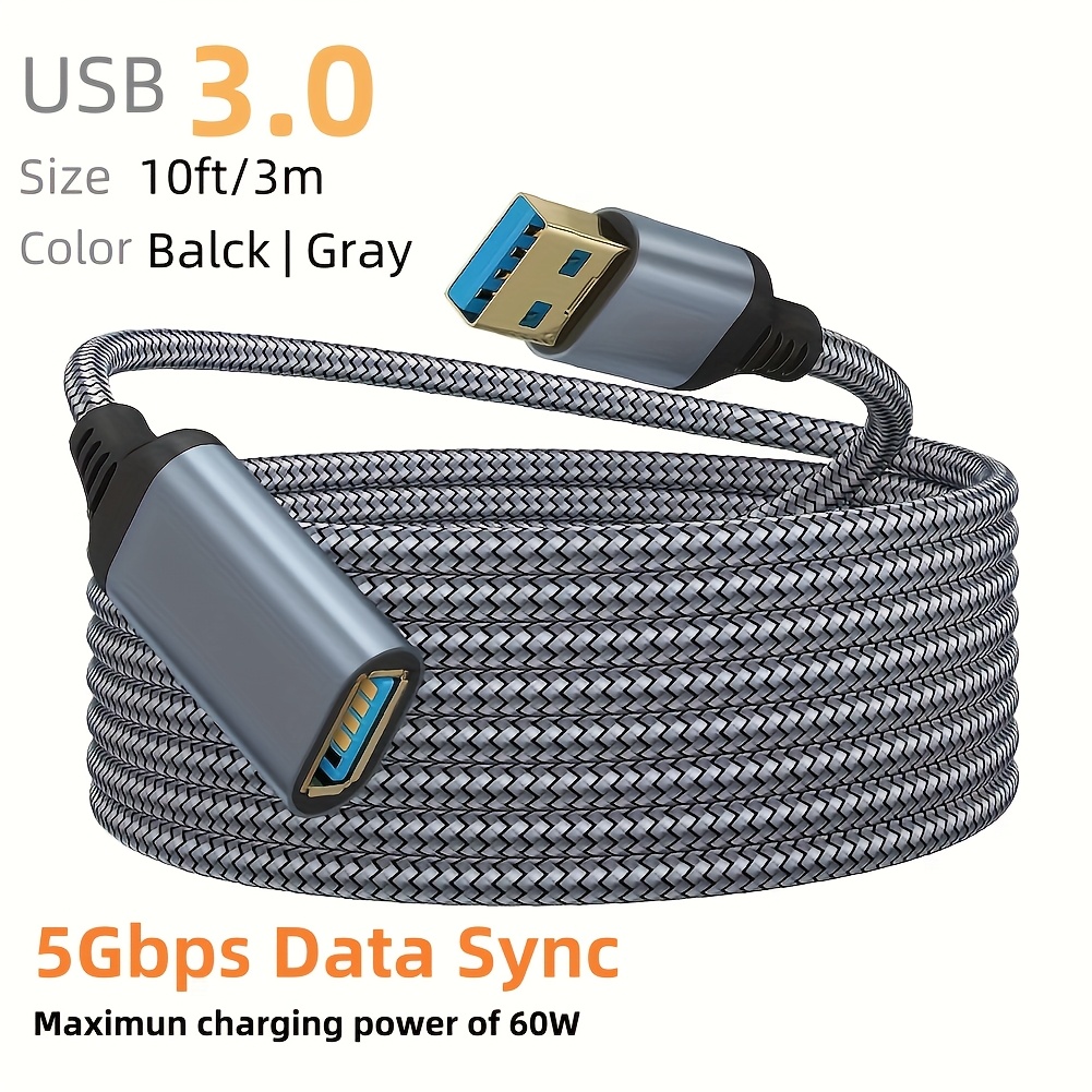 JAMEGA USB 2.0 Verlängerungskabel, 2m – A-Stecker Auf A-Buchse, Schwarz