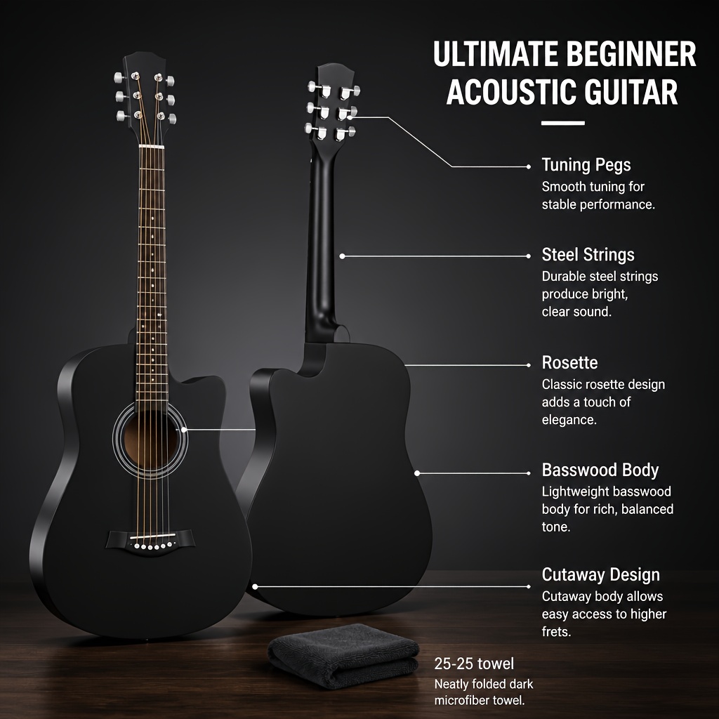 38 Inch Beginner Acoustic Guitar with Free Tutorial, Easy to Learn... product image 5
