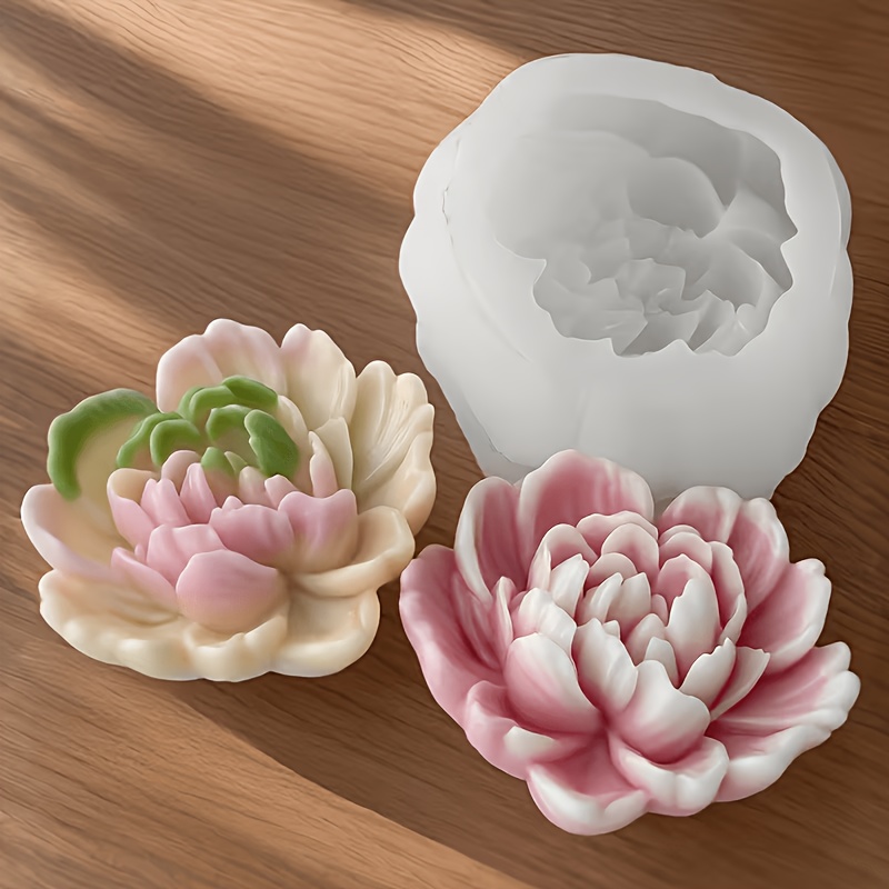 TEMU Molde de silicona para vela floral de , 1 pieza. Usa molde reutilizable para hacer decoraciones 3D de resina epoxi floral. para hacer jabones y