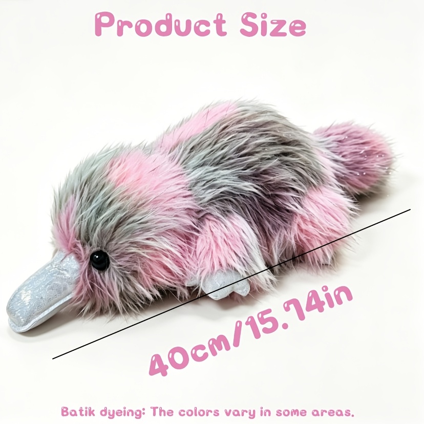 Shaggy Tie-Dye Platypus Plush Stuffed Animal, Cute Doll