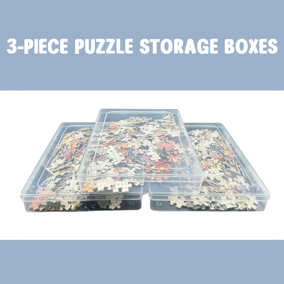 3 Transparent Plastic Boxes For Storing Puzzles, Suitable For 500, 750, And 1000+ Pieces. Easy To Transport, And Dustproof