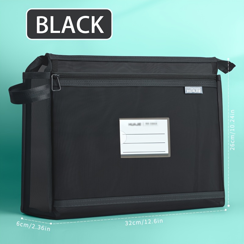 TEMU Double Layer Large Capacity Transparent File Bag, Zippered Book Storage Bag, Handheld School Bag For Exam Tutoring