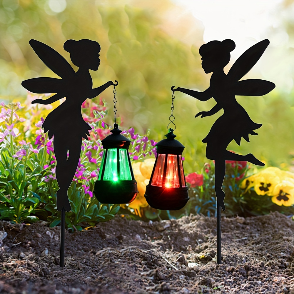 

2 () Solar Fairy Silhouette Lights - With Colored Gradient Lights, Garden Decor, Solar Charging, Rugged Design For Outdoor Spaces