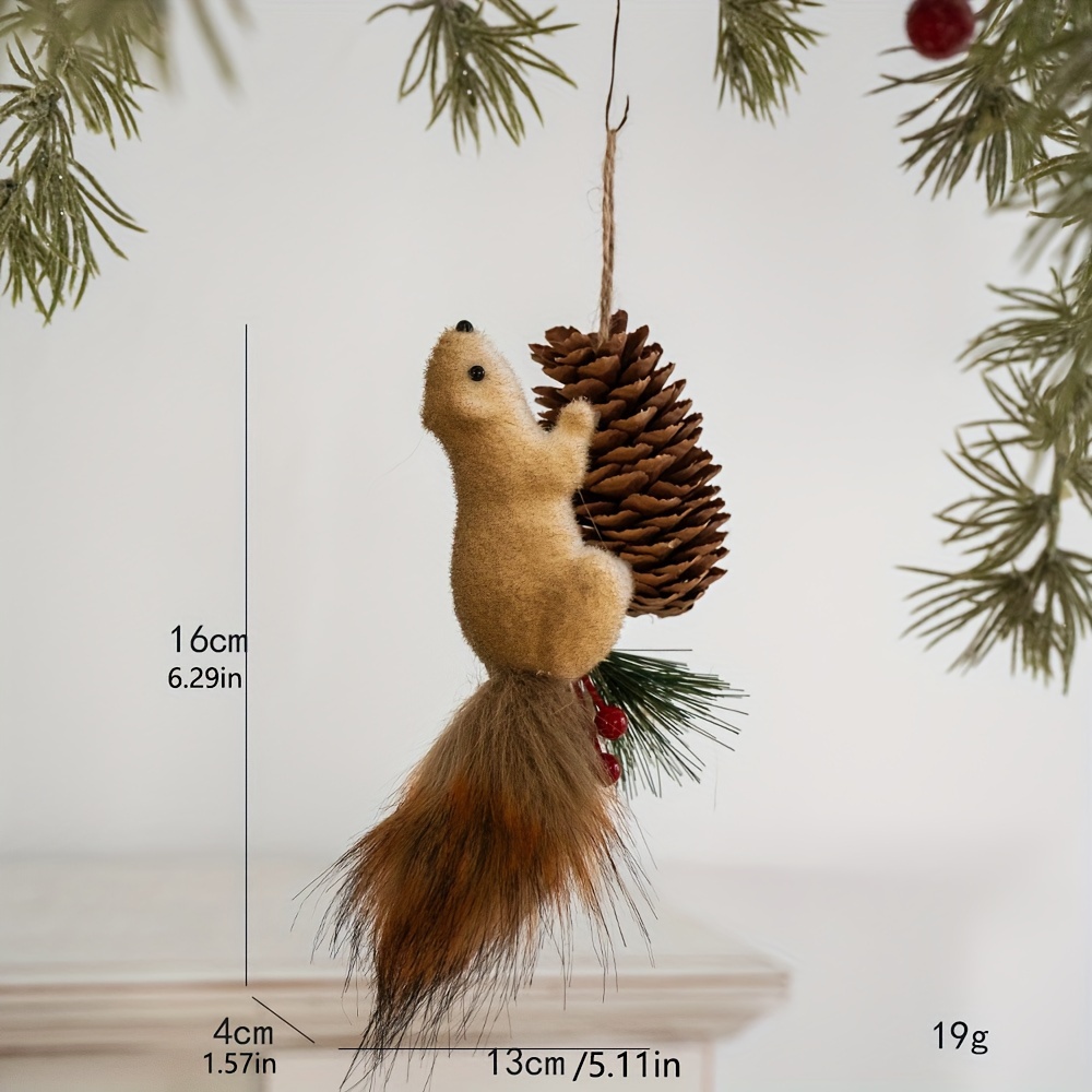 TEMU Christmas Tree Ornaments - Squirrel Hanging Decorations, Artificial Wood/plastic/fabric, No Battery Required