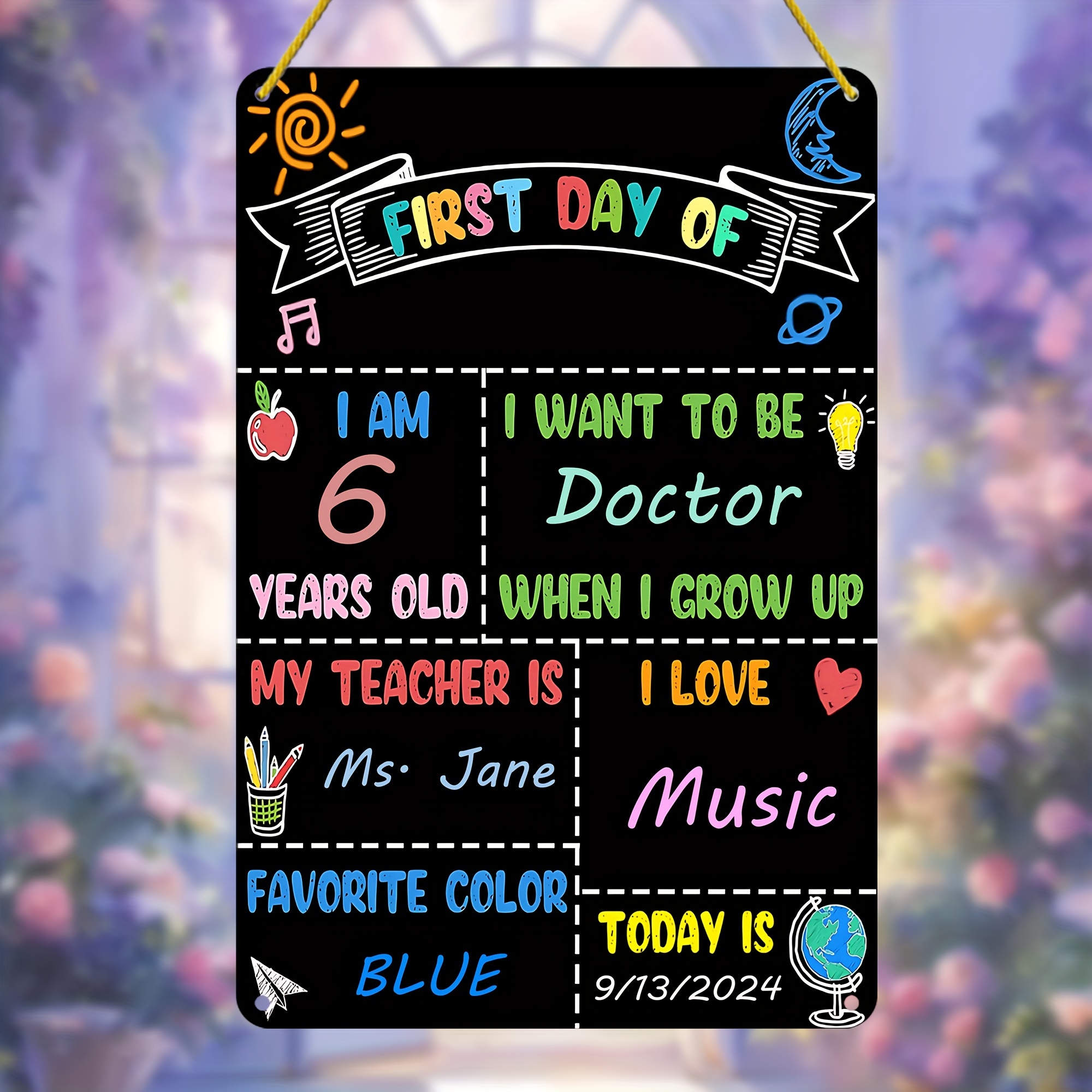 

Customizable First Day Of School Acrylic Sign (8"x12") - Wet Erasable, Reusable Back To School Decor & Gift For Friends