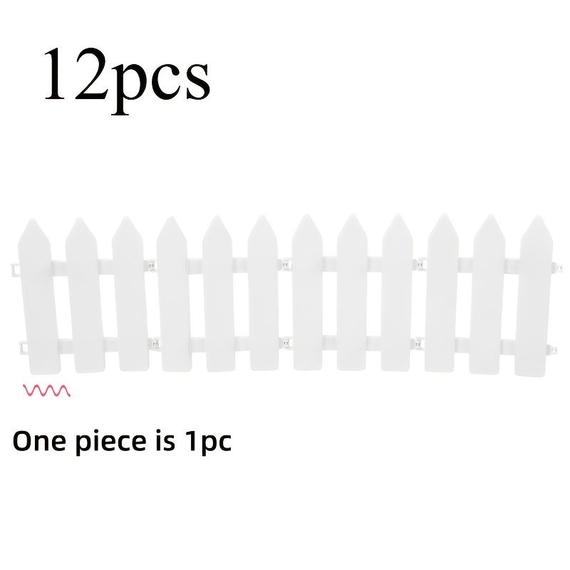 E-shop [3D] 12-tlg. PVC-Gartenzaun-Set, geeignet für Sämlinge, dekorativer Gartenzaun, Kunststoff-Rasenkante, Gartenzaun Außenzaun für Villen