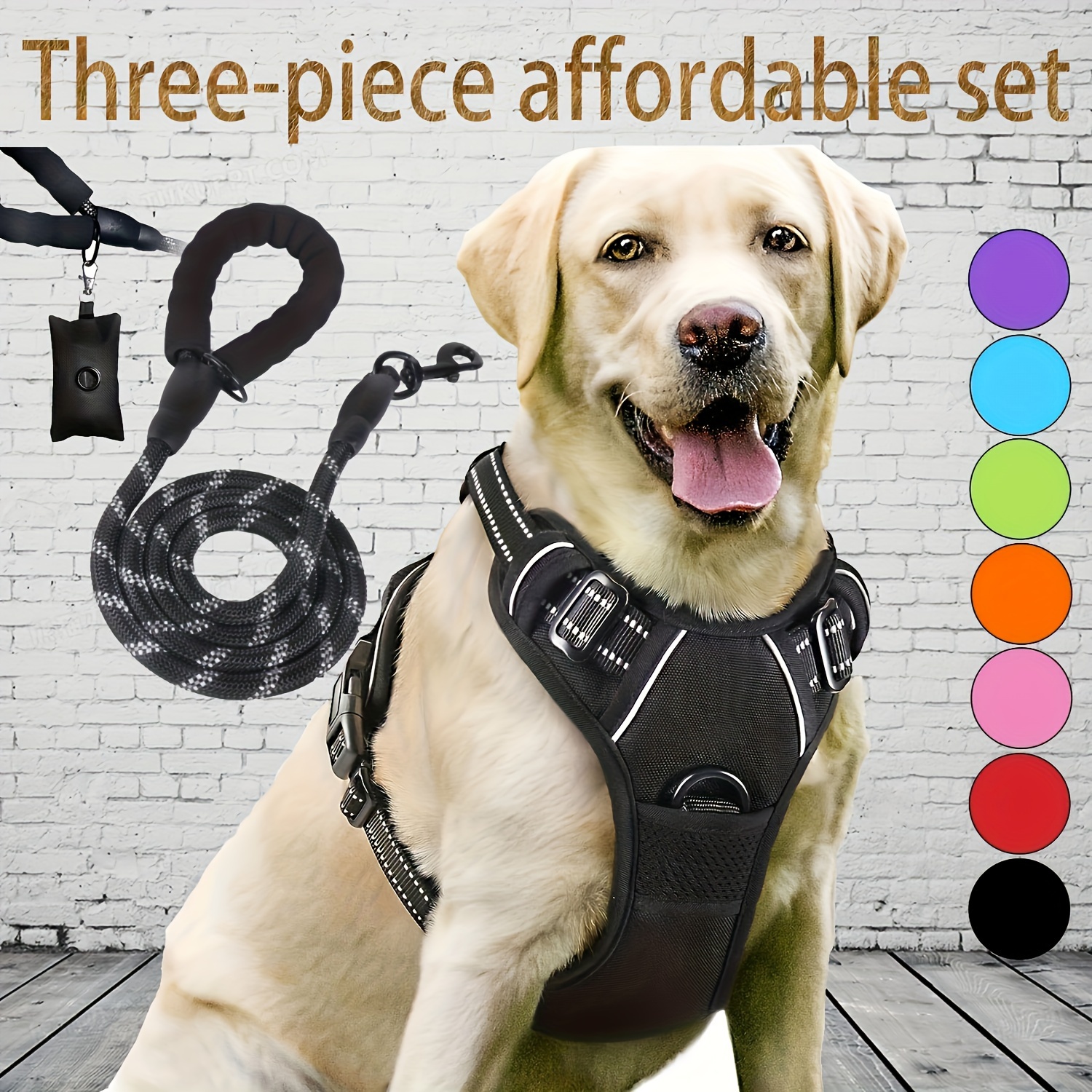 

3pcs - Dog Set Leash & Poop Bag - , For To Large Breeds