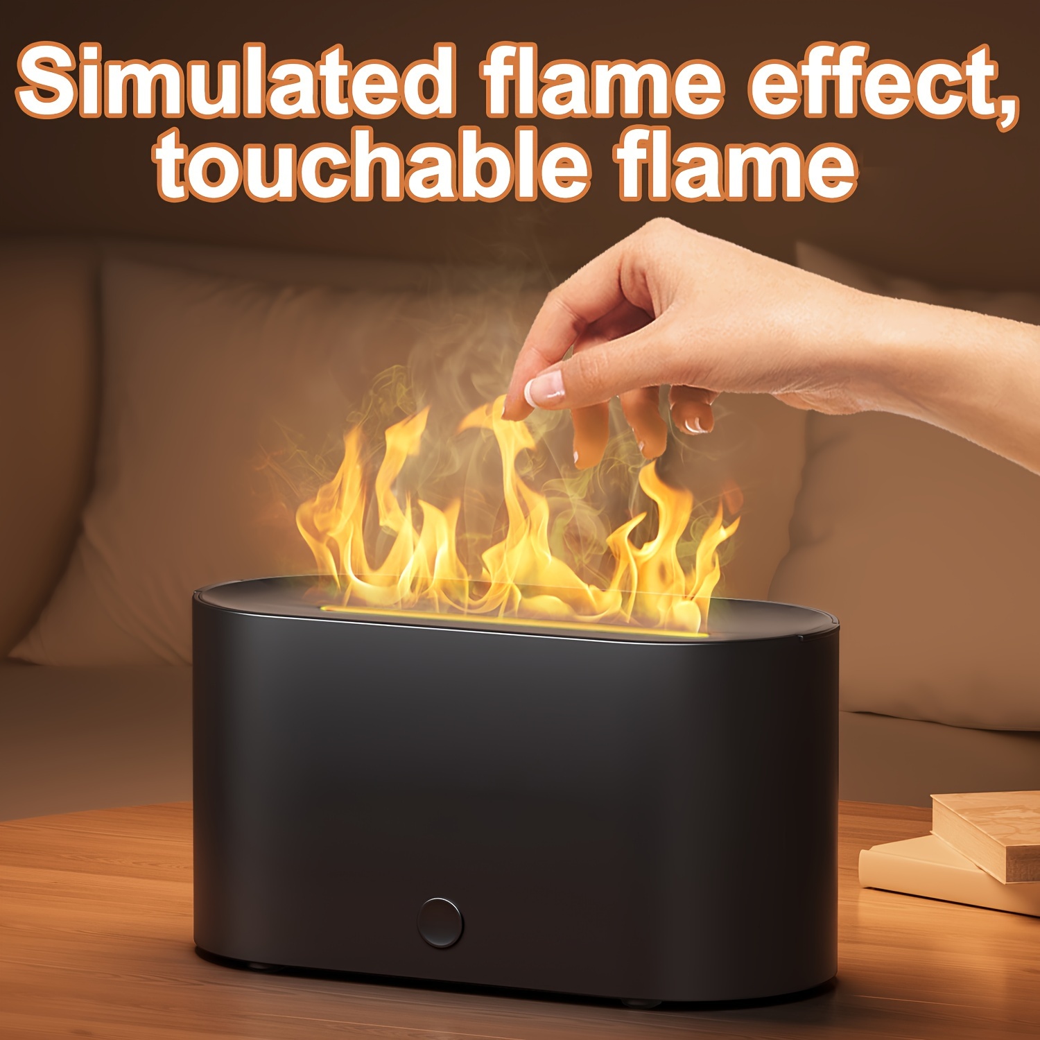 

Simulated Flame Humidifier, Smoke Design That Simulates Of A Flame, Used In The Bedroom At Night, Essential Oils Added As An Air Aromatherapy Diffuser, Suitable For Home, Office, Gifts, Lights