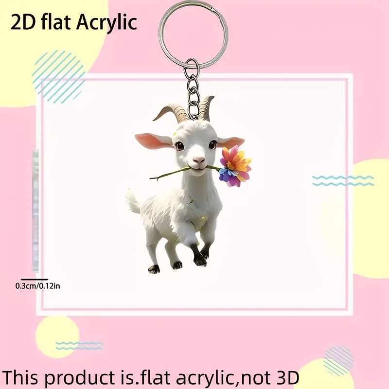 TEMU 2d Flat A Lovely Floral Sheep Keychain, Key Chain - Personalized Ornaments, Valentine's Day, Christmas Design Creative Ornaments, Gifts For Who