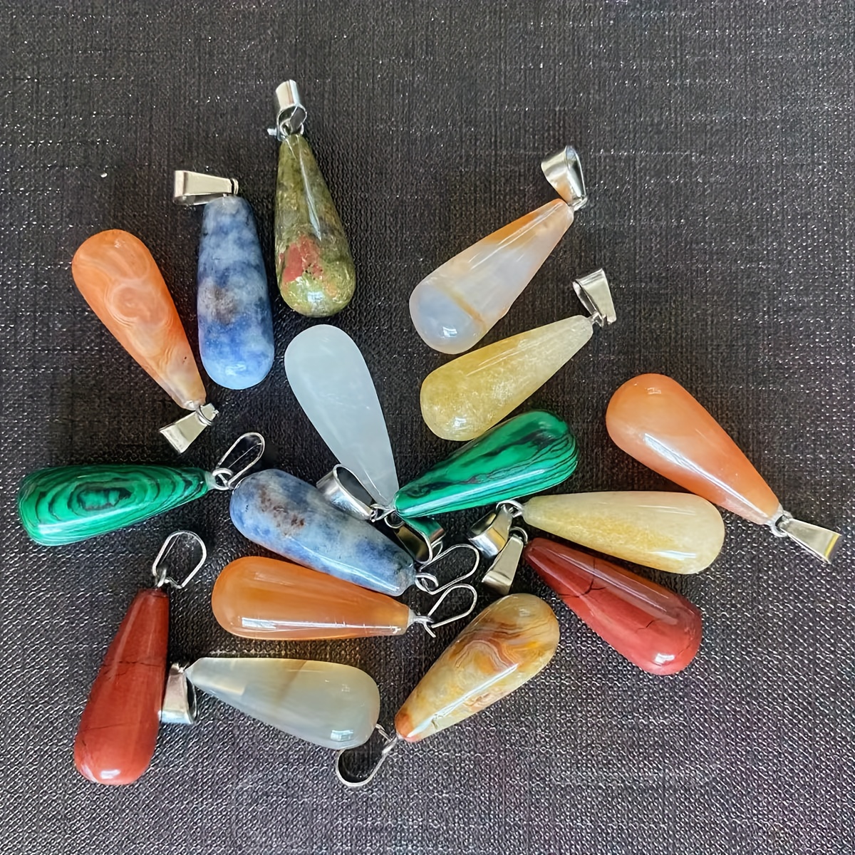 10pcs Natural Stone Long Teardrop Pendants for Jewellery