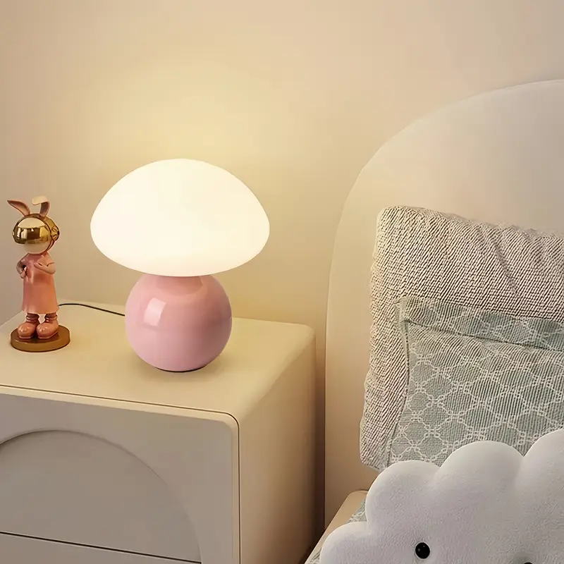 elegant usb powered ceramic mushroom table lamp with adjustable brightness touch control soft dimmable light for bedroom living room desk and home office decor usb lighting fixture living room lamp desk lamp sleek cylindrical shade durable plastic body Product details 8