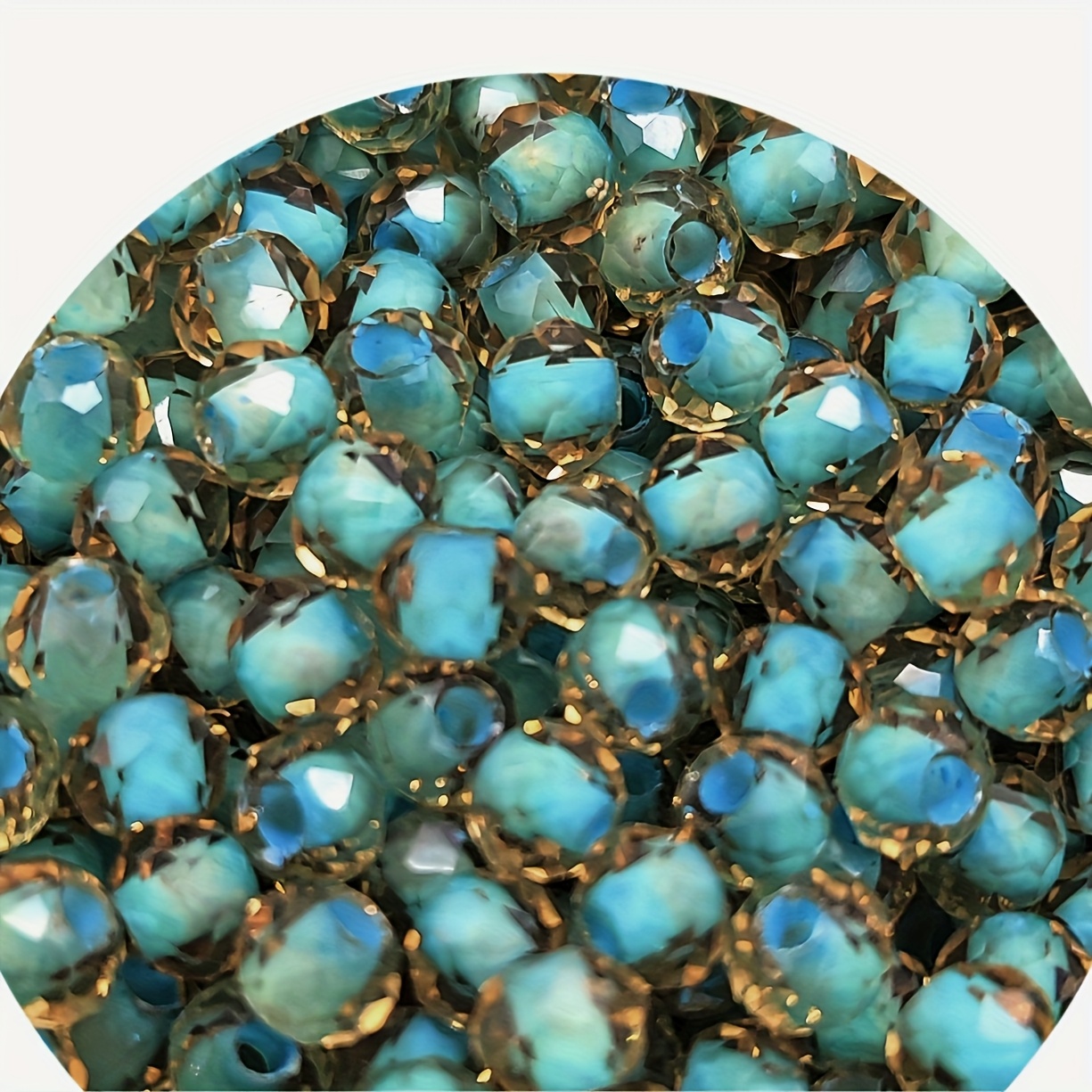 TEMU 130pcs Premium 4mm Yellow Double-dyed Core Wheel Glass Beads For Diy Crafts, Bracelets, And Necklaces, With Options For Fixed Colors Or Random