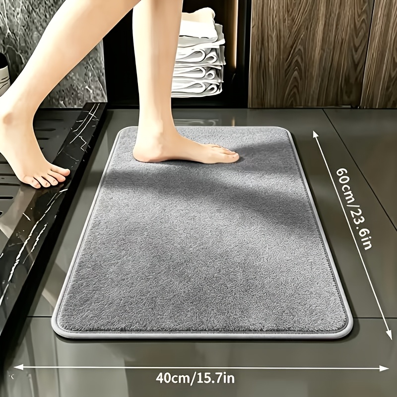 TEMU 1pc Hejiifu Luxury Memory Foam Bath Mat Suitable For Bathroom Floors, Thick Non-slip Quick-dry Absorbent Rug With Soft Flannel & Memory Foam,