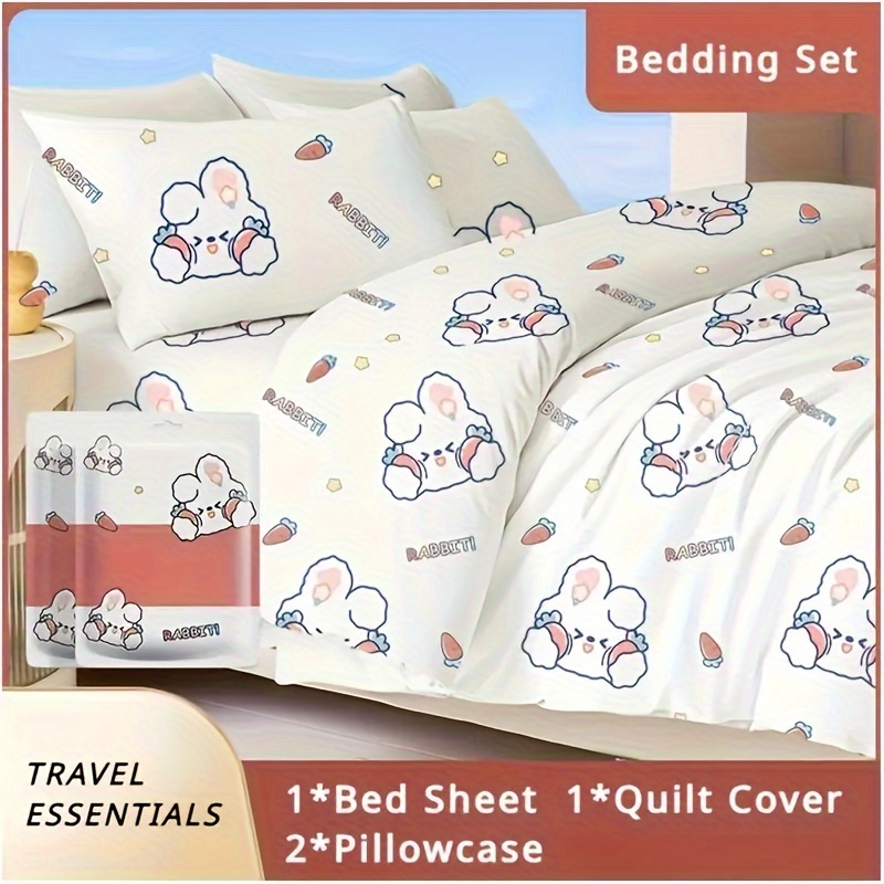 Travel Essentials Disposable Bedding Set Modern Lightweight Polyester  Blend, Non-Woven Fabric, Cartoon Patterned Washcloths, Hotel Ob