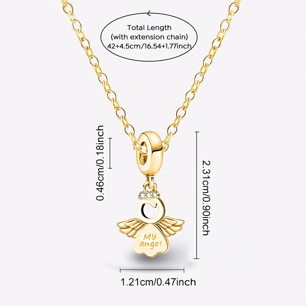 Women's 925 Silver Plated Angel Pendant Necklace