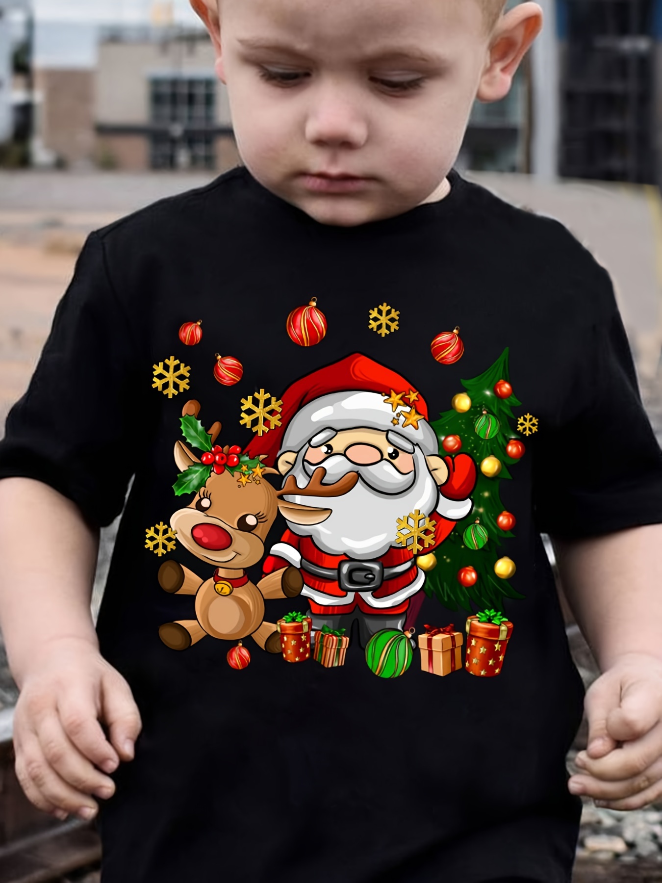 Santa Claus Boys Xmas T Shirts Christmas Red Santa Dripped Graphic