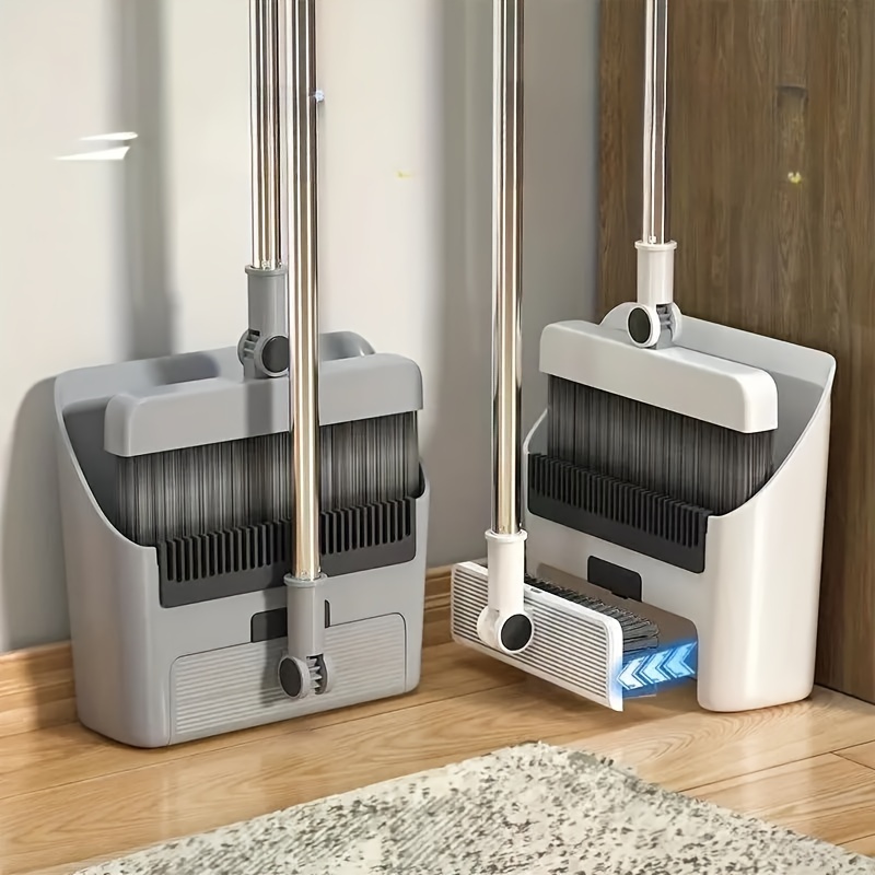 TEMU Broom And Dustpan Combo Set For Sweeping Indoor And Outdoor Broom 3 In 1 Long Handle Broom And Dustpan Set, Heavy Duty Push Broom For Cleaning Bathroom Kitchen