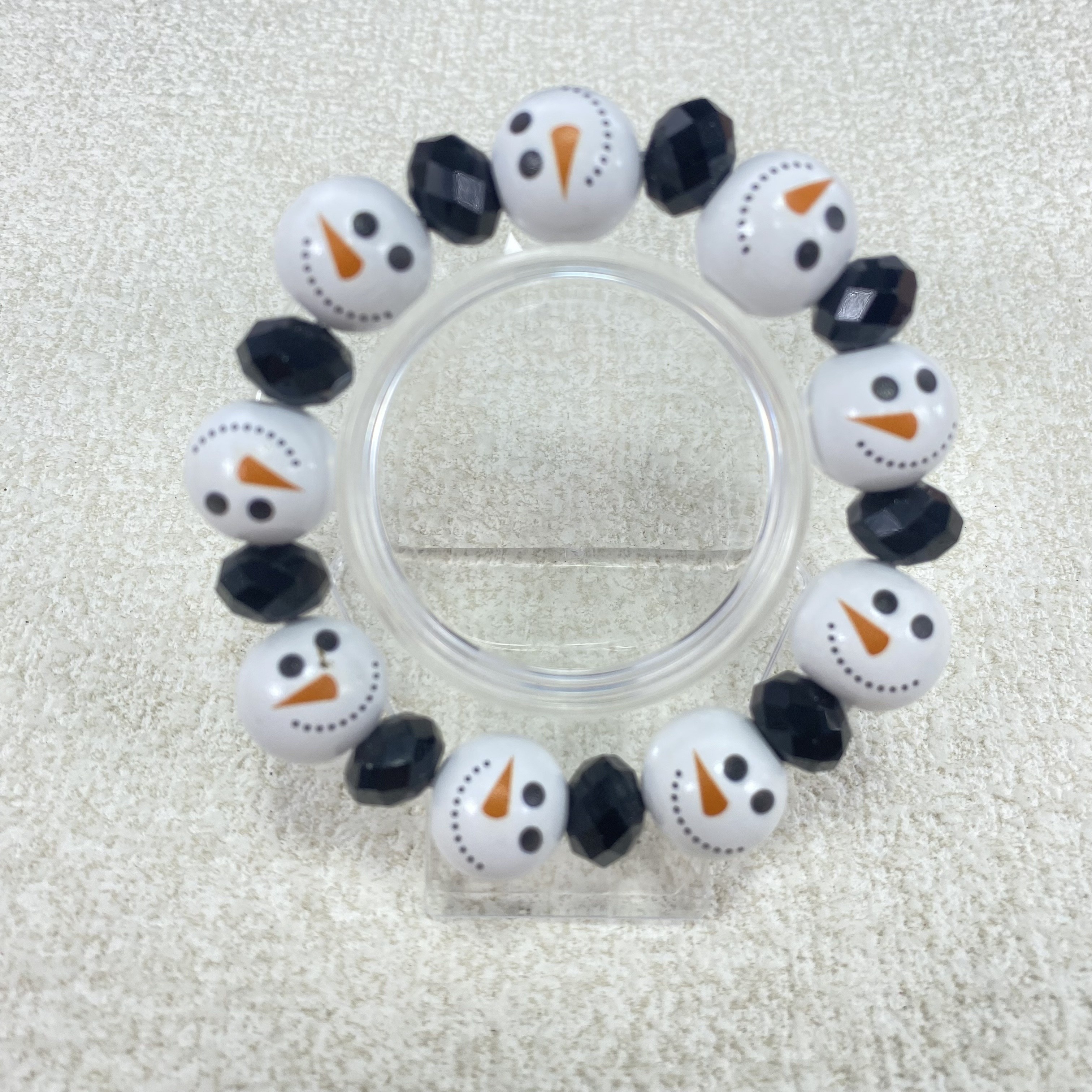 

Handmade Snowman Wooden Bead Bracelet - Cute Cartoon Style, Unplated, Without Mosaic, Fashion Wristband For Daily Wear And Christmas Celebrations, Fits All Seasons