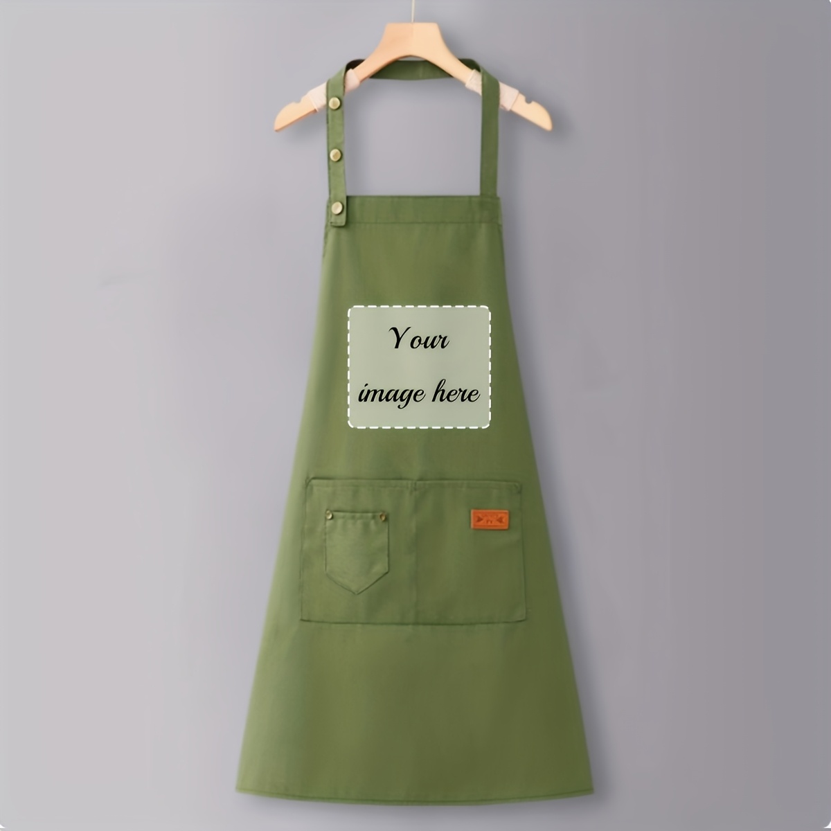 TEMU Customizable Pattern Apron For Men And Women With Adjustable Straps And Large Pockets, Personalized Text Printing, Photo Image Printing