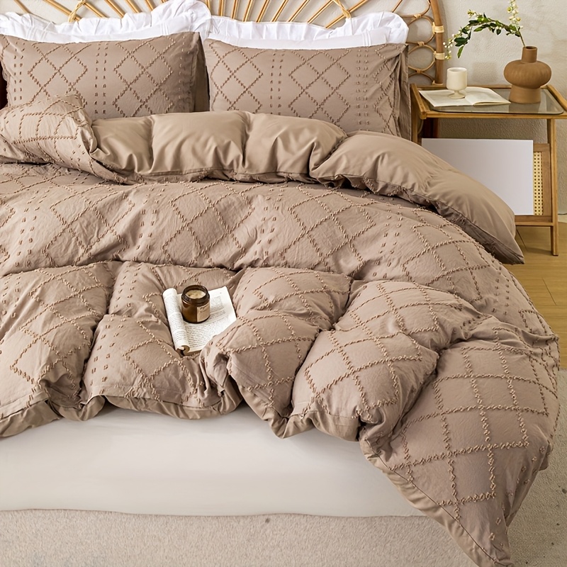 3pcs Western Cut Flowers Solid Color Down Comforter Cover Set (comforter And Pillow Inserts Not Included)